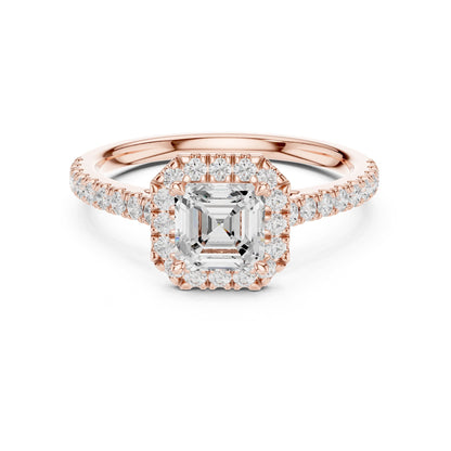 Asscher Halo Lab Grown Diamond Engagement Ring