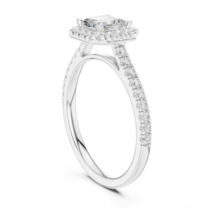 Asscher Halo Lab Grown Diamond Engagement Ring