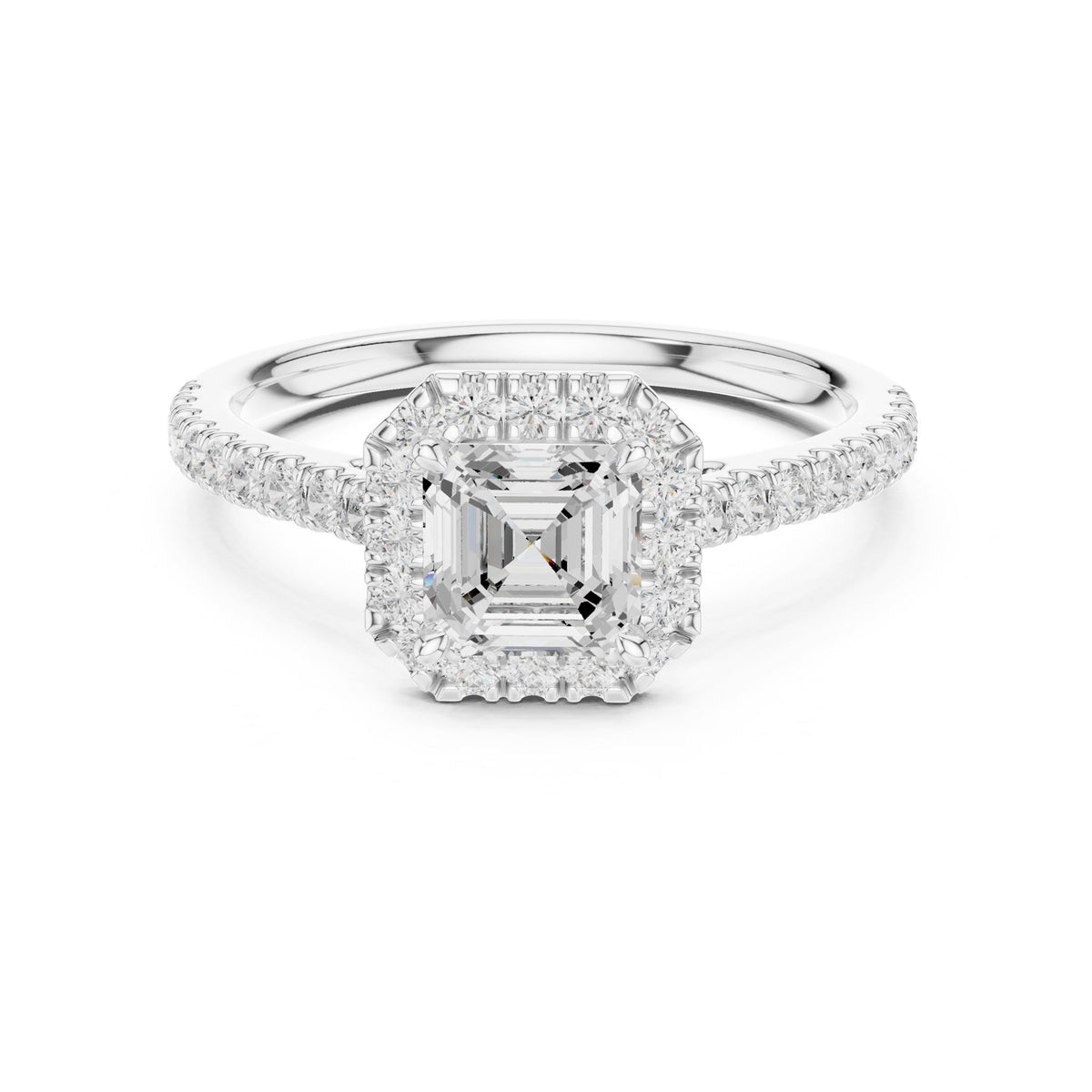 Asscher Halo Lab Grown Diamond Engagement Ring