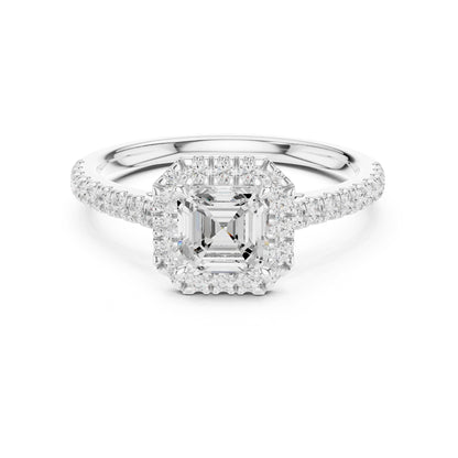 Asscher Halo Lab Grown Diamond Engagement Ring