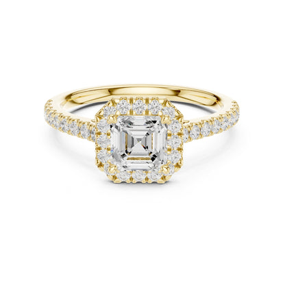 Asscher Halo Lab Grown Diamond Engagement Ring