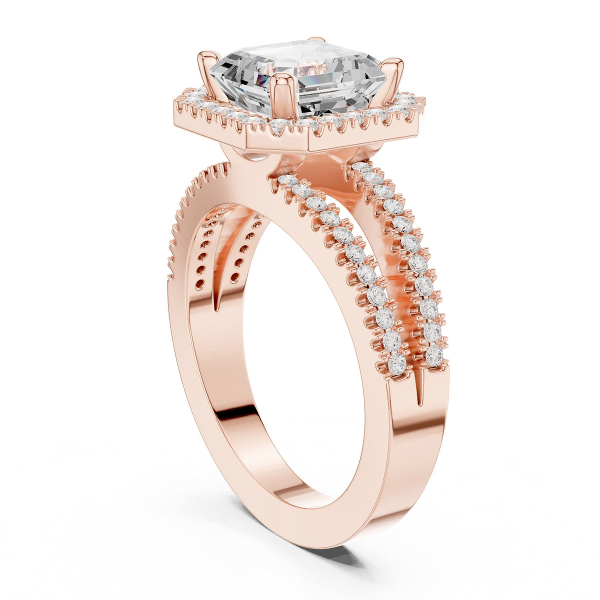 Asscher Halo Lab Grown Diamond Engagement Ring