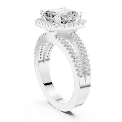 Asscher Halo Lab Grown Diamond Engagement Ring