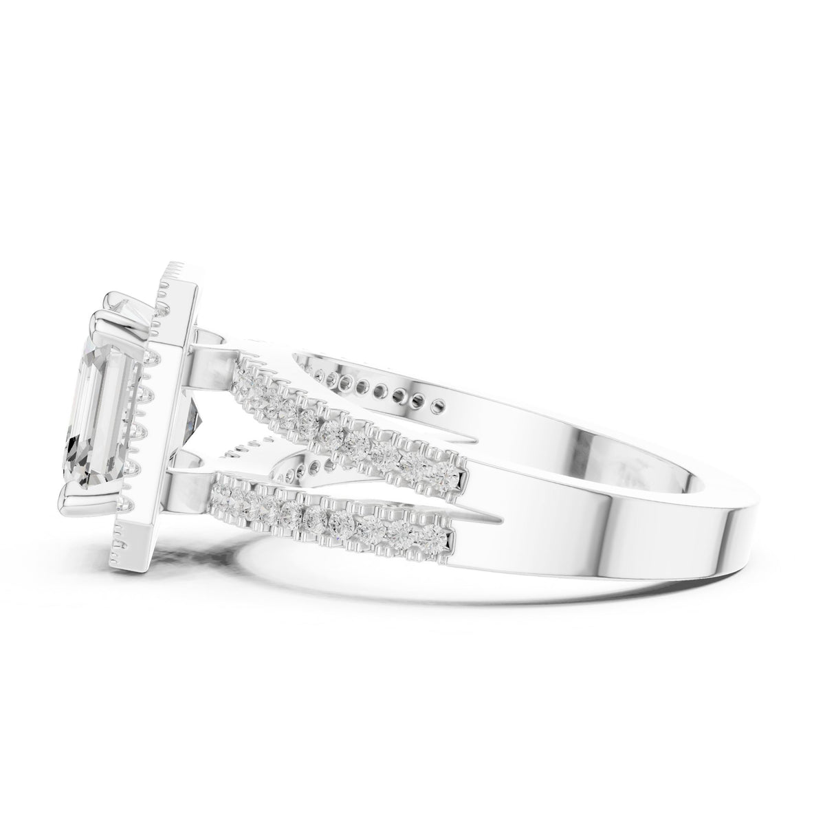 Asscher Halo Lab Grown Diamond Engagement Ring