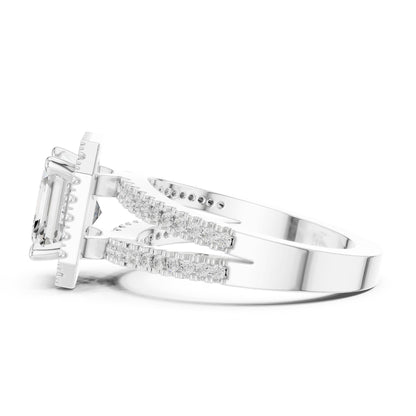 Asscher Halo Lab Grown Diamond Engagement Ring