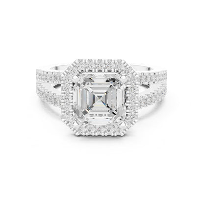 Asscher Halo Lab Grown Diamond Engagement Ring