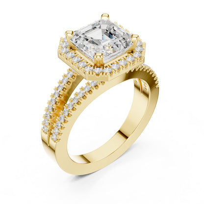 Asscher Halo Lab Grown Diamond Engagement Ring