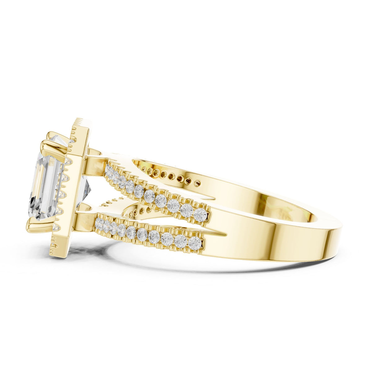 Asscher Halo Lab Grown Diamond Engagement Ring