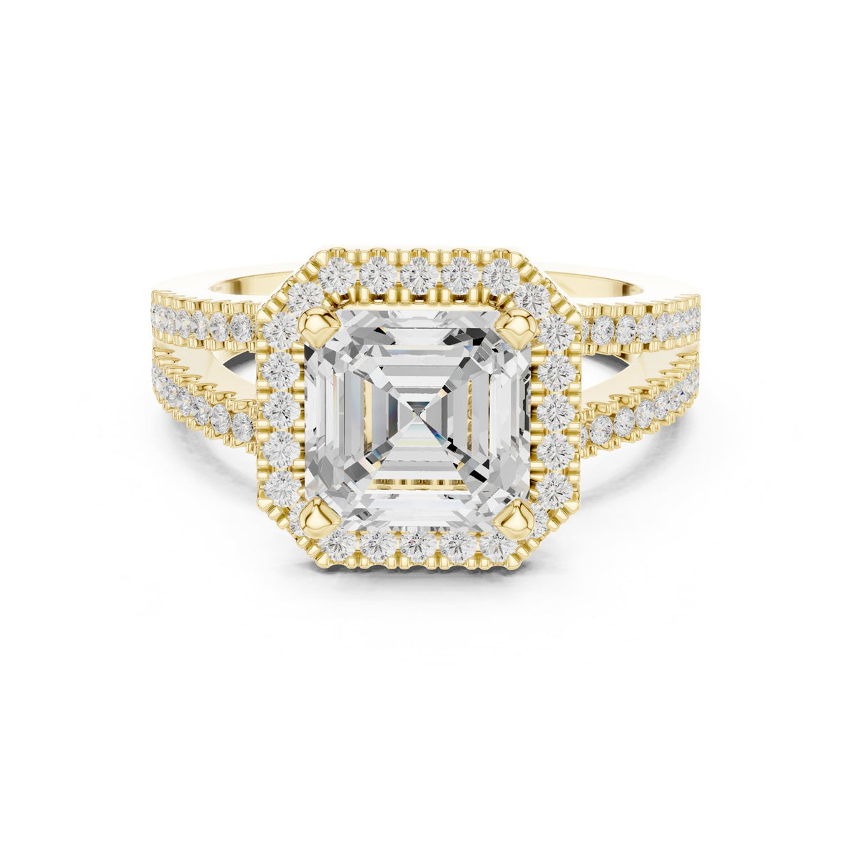Asscher Halo Lab Grown Diamond Engagement Ring
