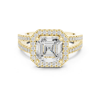 Asscher Halo Lab Grown Diamond Engagement Ring