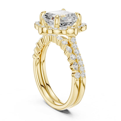 Asscher Halo Lab Grown Diamond Engagement Ring