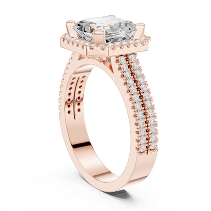 Asscher Halo Lab Grown Diamond Engagement Ring