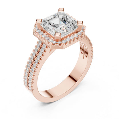 Asscher Halo Lab Grown Diamond Engagement Ring