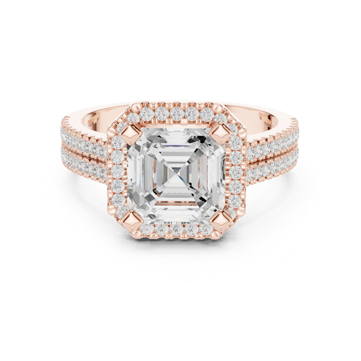 Asscher Halo Lab Grown Diamond Engagement Ring