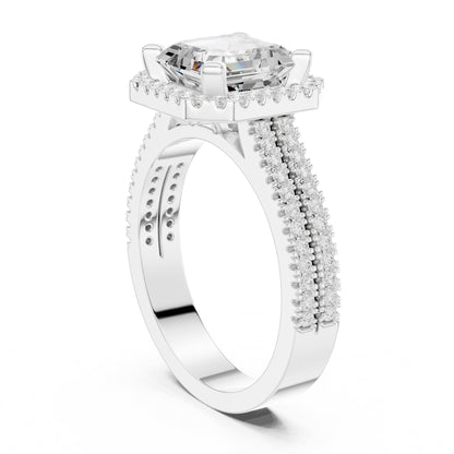 Asscher Halo Lab Grown Diamond Engagement Ring