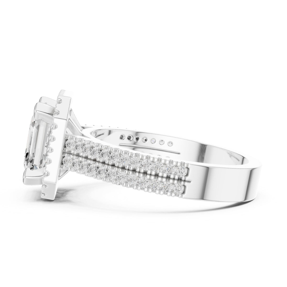 Asscher Halo Lab Grown Diamond Engagement Ring