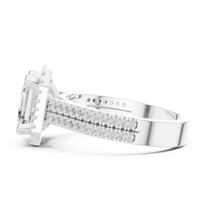 Asscher Halo Lab Grown Diamond Engagement Ring