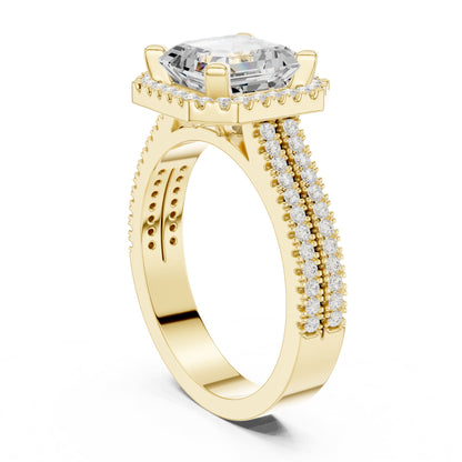 Asscher Halo Lab Grown Diamond Engagement Ring