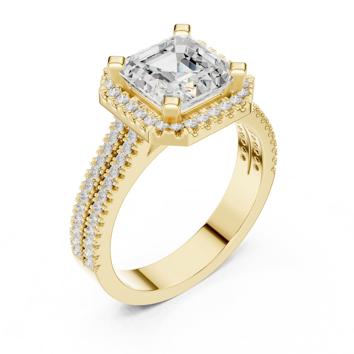Asscher Halo Lab Grown Diamond Engagement Ring