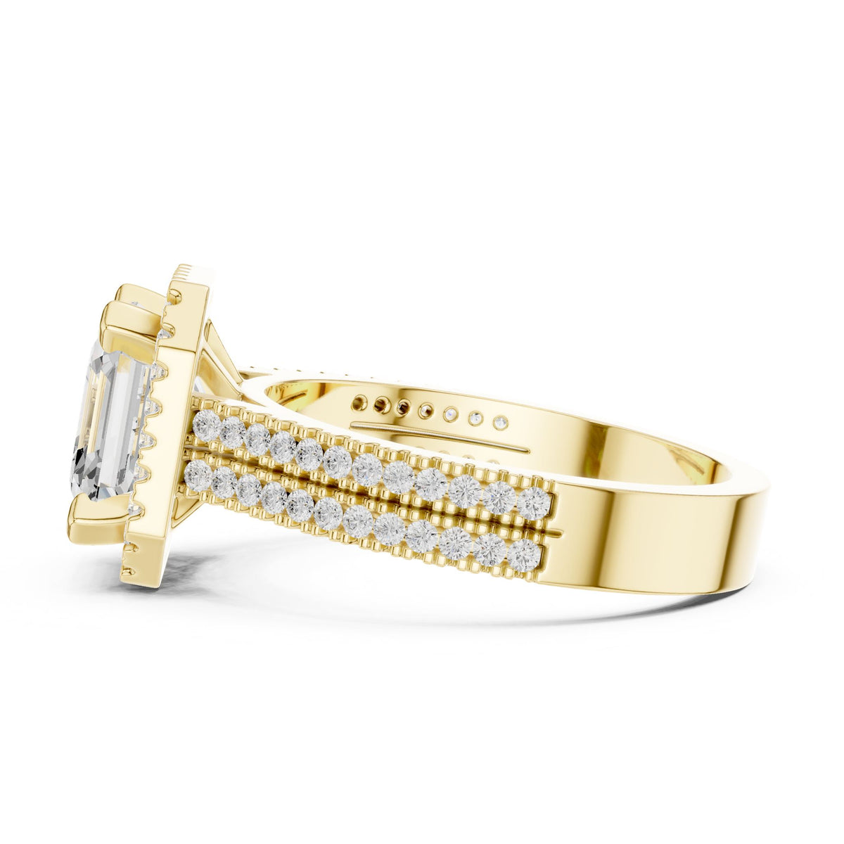 Asscher Halo Lab Grown Diamond Engagement Ring