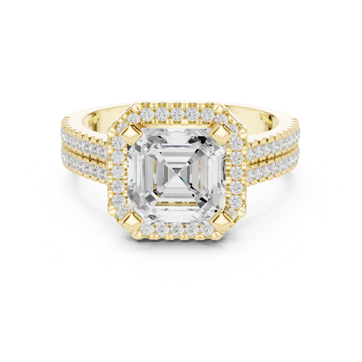 Asscher Halo Lab Grown Diamond Engagement Ring