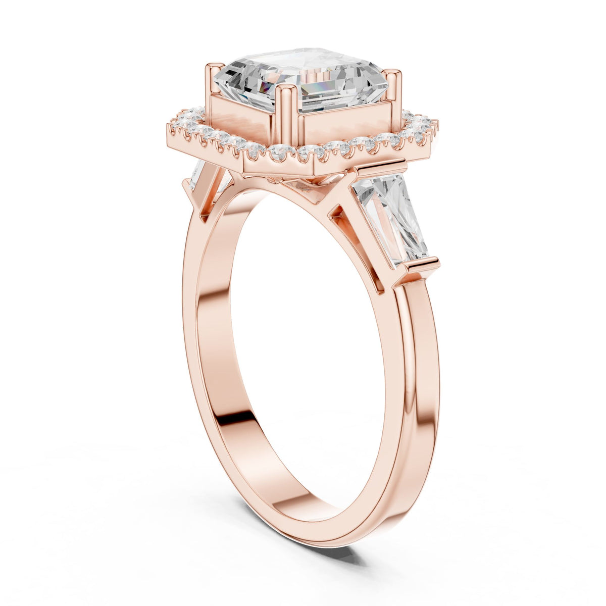 Asscher Halo Lab Grown Diamond Engagement Ring
