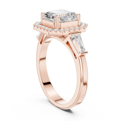 Asscher Halo Lab Grown Diamond Engagement Ring