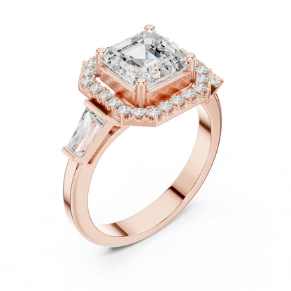 Asscher Halo Lab Grown Diamond Engagement Ring