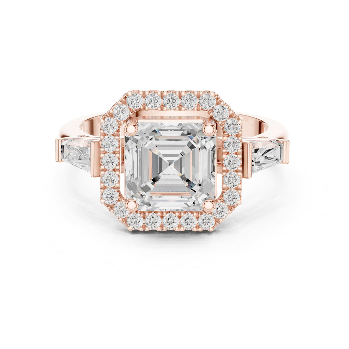 Asscher Halo Lab Grown Diamond Engagement Ring