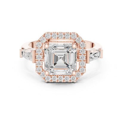 Asscher Halo Lab Grown Diamond Engagement Ring