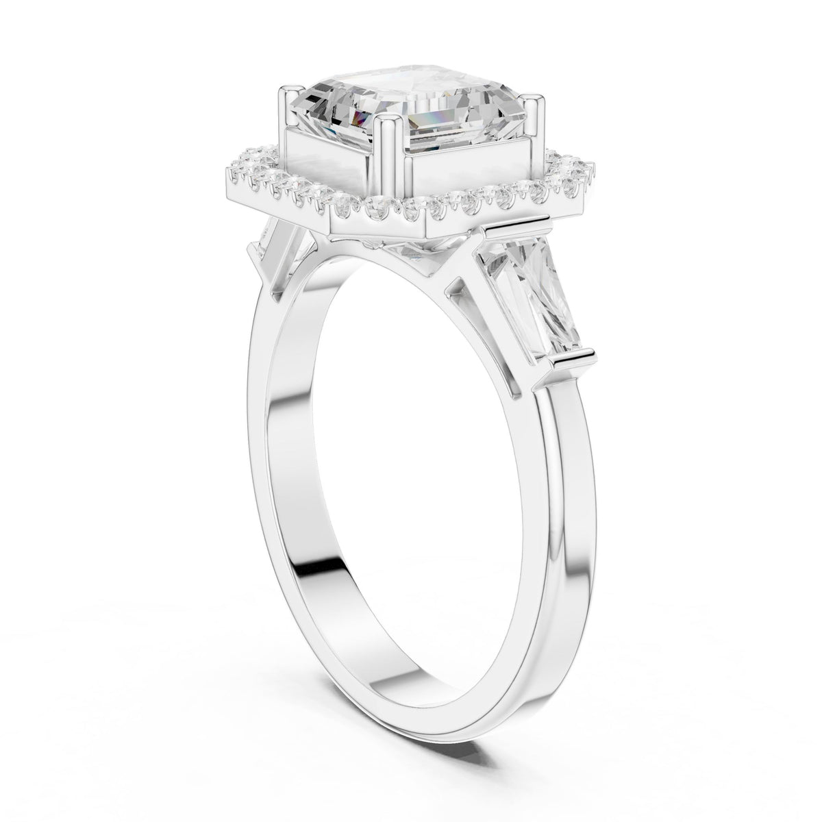 Asscher Halo Lab Grown Diamond Engagement Ring