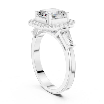 Asscher Halo Lab Grown Diamond Engagement Ring