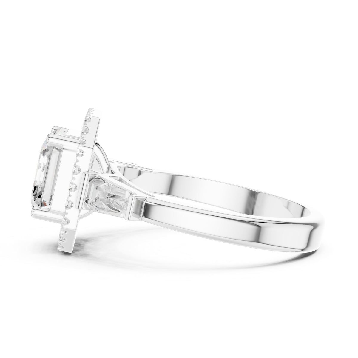 Asscher Halo Lab Grown Diamond Engagement Ring