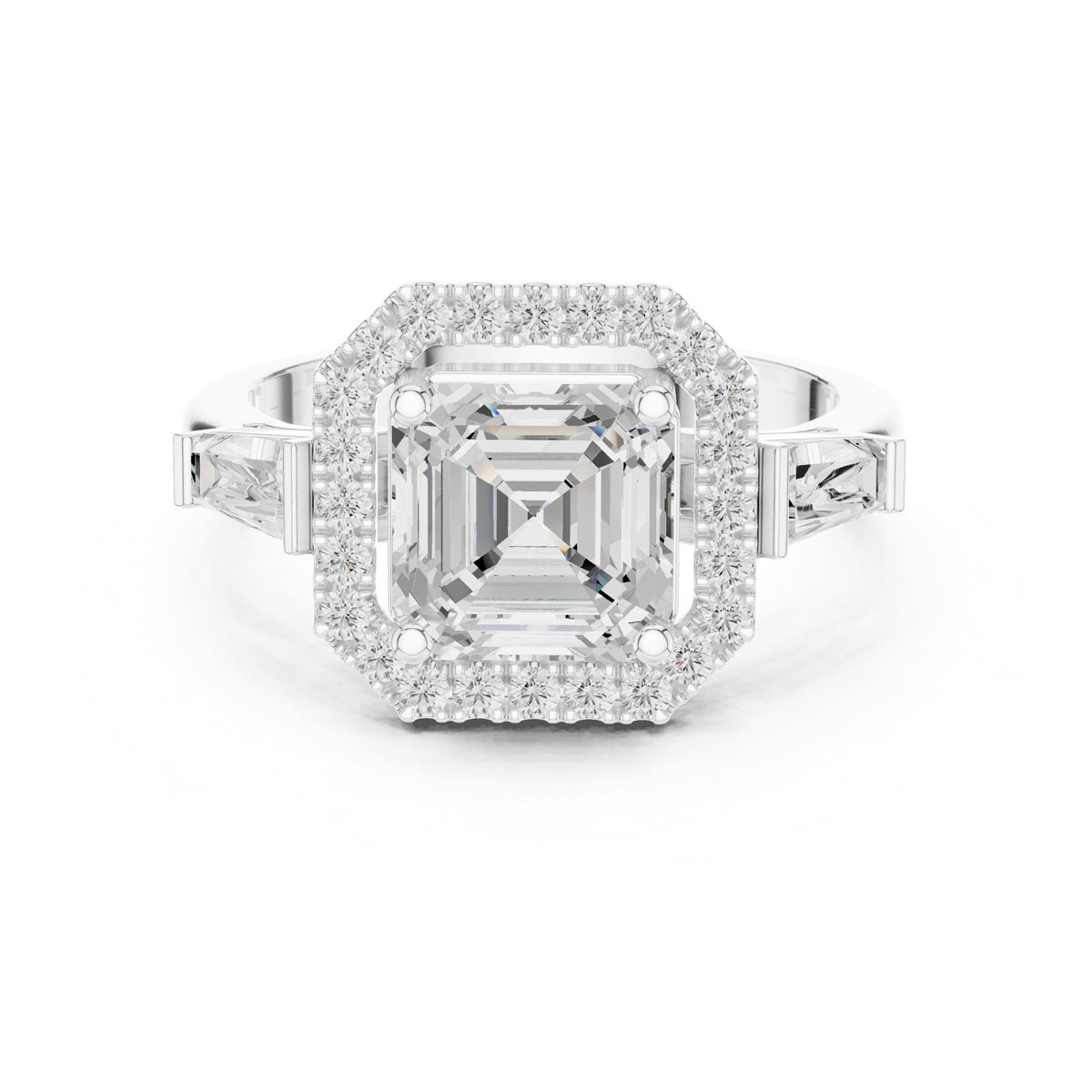 Asscher Halo Lab Grown Diamond Engagement Ring
