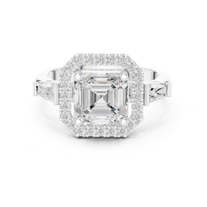 Asscher Halo Lab Grown Diamond Engagement Ring