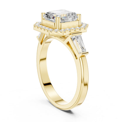 Asscher Halo Lab Grown Diamond Engagement Ring
