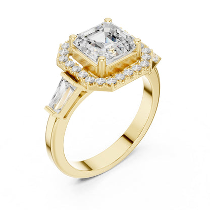Asscher Halo Lab Grown Diamond Engagement Ring