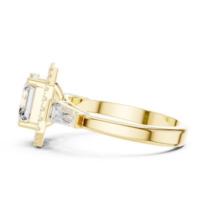 Asscher Halo Lab Grown Diamond Engagement Ring