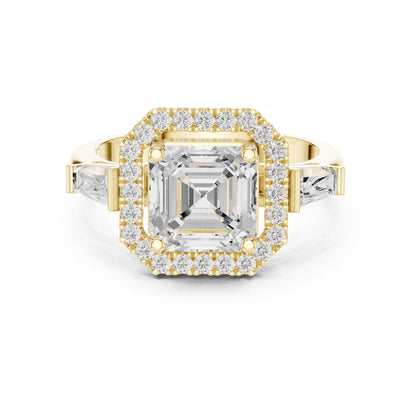 Asscher Halo Lab Grown Diamond Engagement Ring
