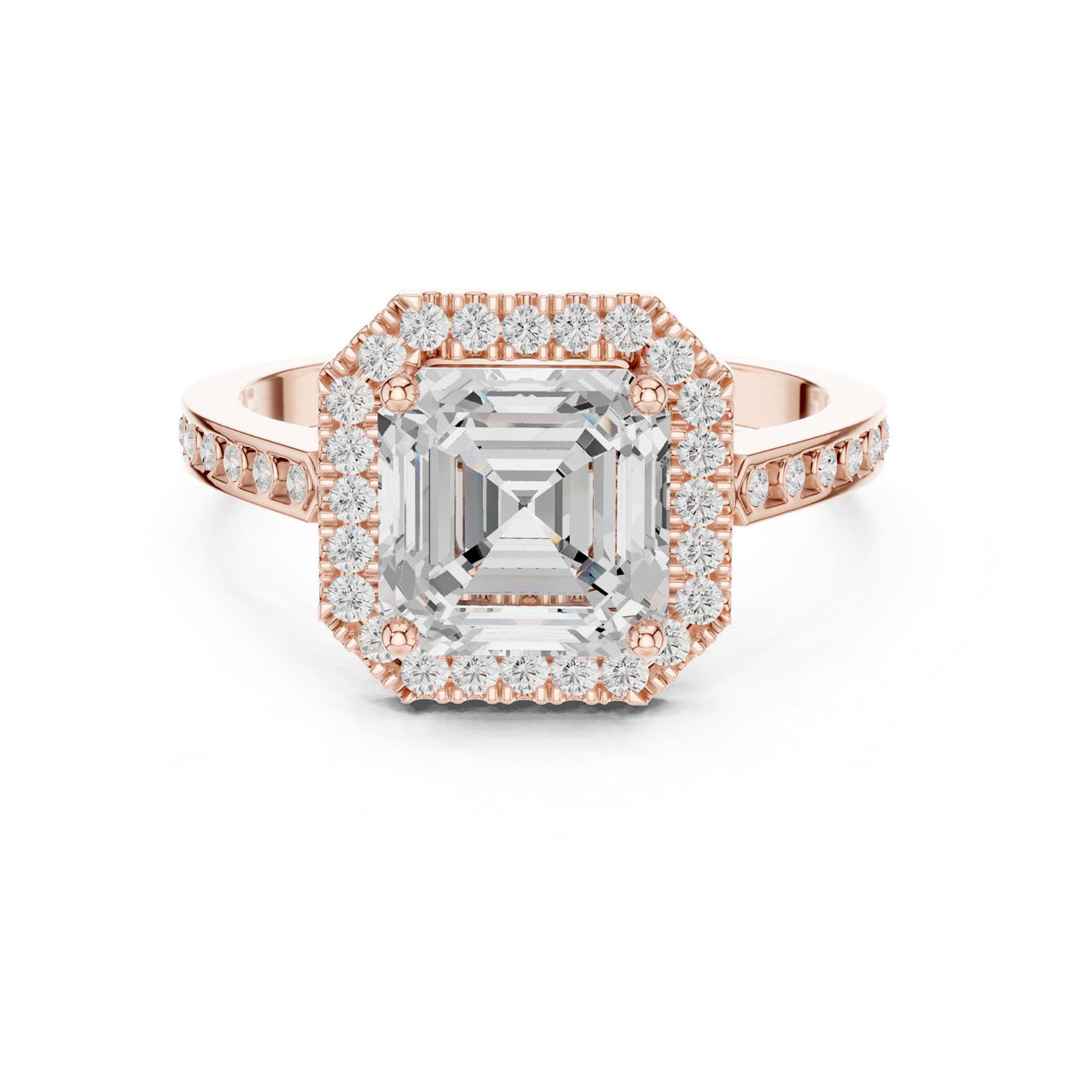 Asscher Halo Lab Grown Diamond Engagement Ring