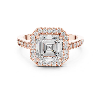 Asscher Halo Lab Grown Diamond Engagement Ring