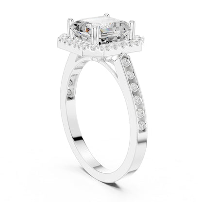 Asscher Halo Lab Grown Diamond Engagement Ring