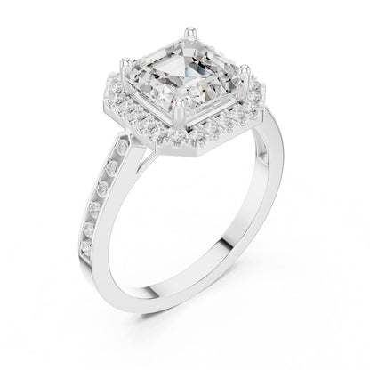 Asscher Halo Lab Grown Diamond Engagement Ring