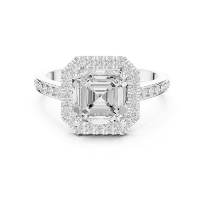 Asscher Halo Lab Grown Diamond Engagement Ring