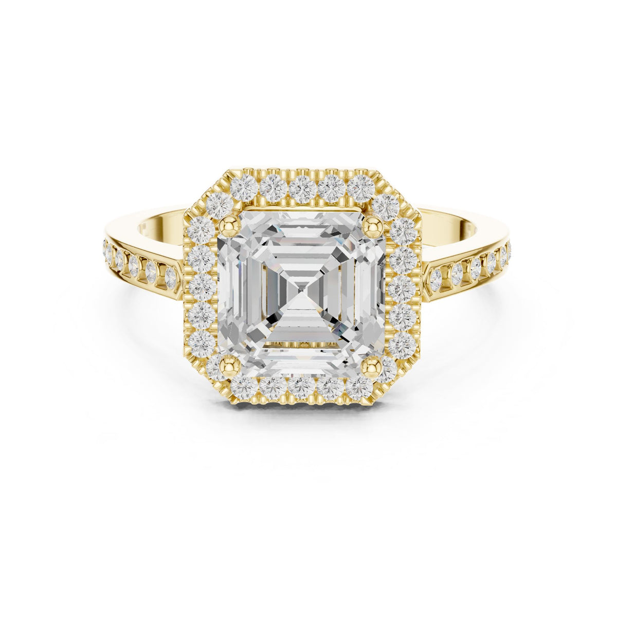 Asscher Halo Lab Grown Diamond Engagement Ring