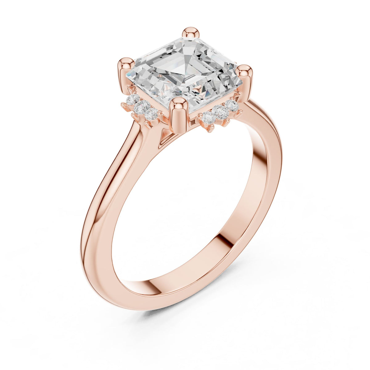Asscher Halo Lab Grown Diamond Engagement Ring