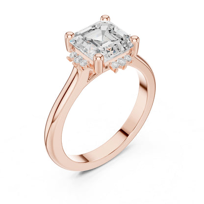 Asscher Halo Lab Grown Diamond Engagement Ring