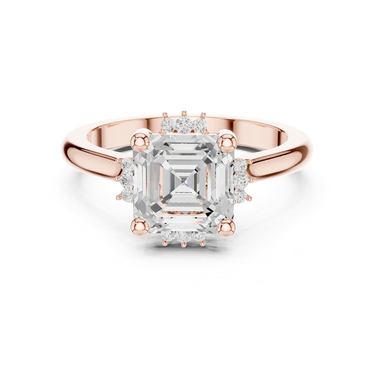 Asscher Halo Lab Grown Diamond Engagement Ring
