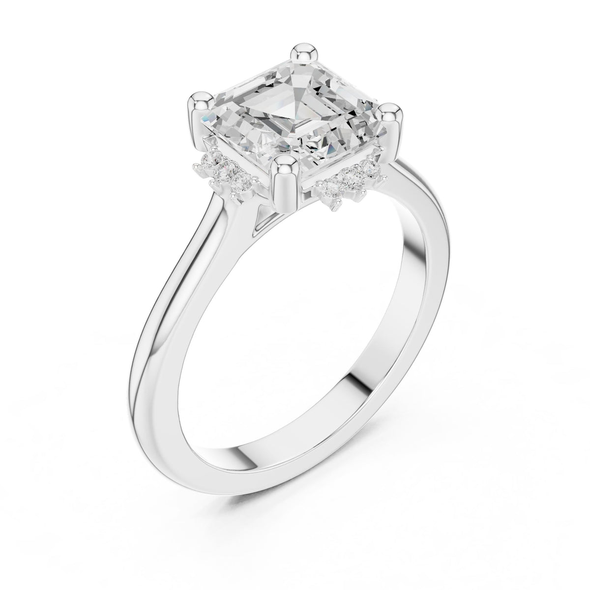 Asscher Halo Lab Grown Diamond Engagement Ring