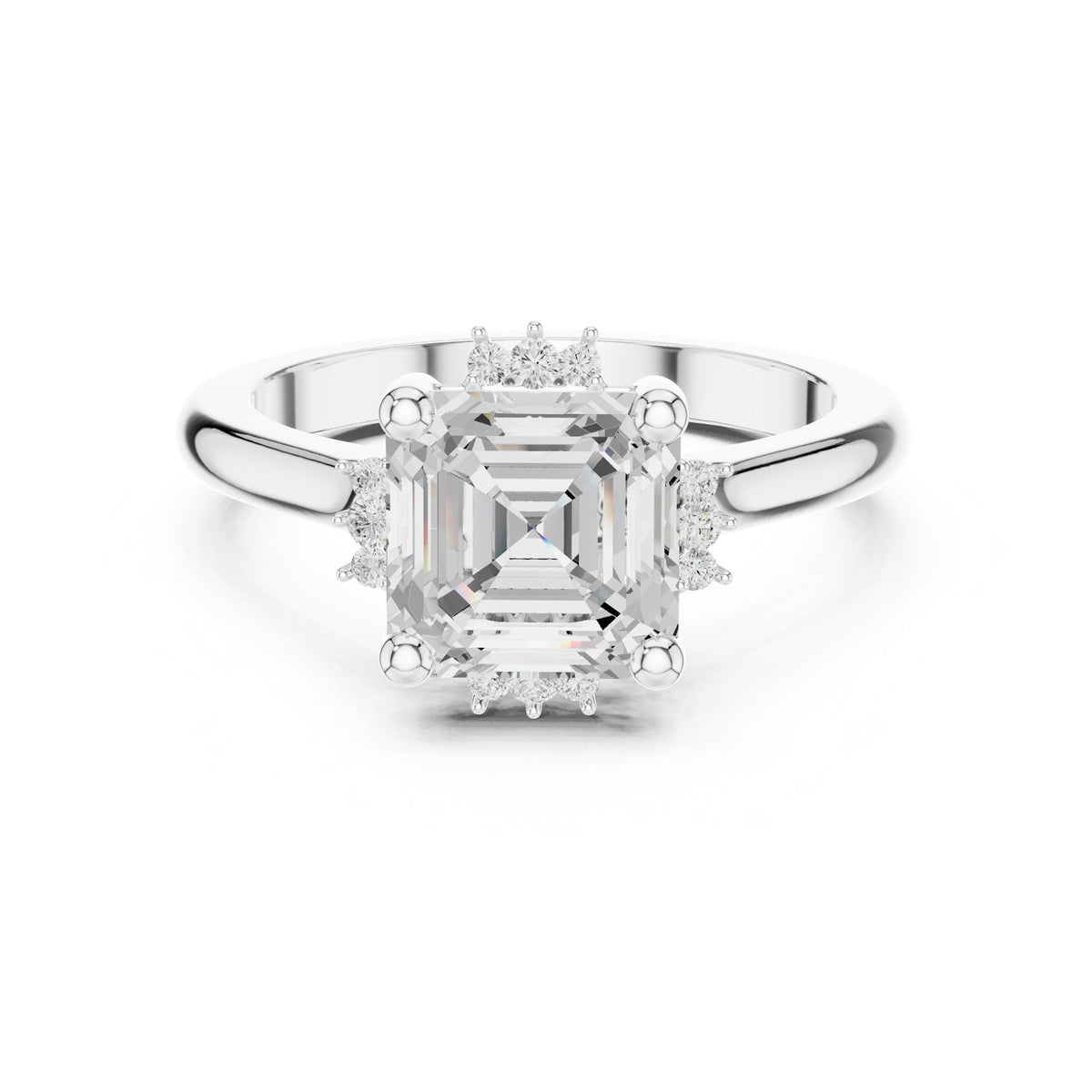 Asscher Halo Lab Grown Diamond Engagement Ring